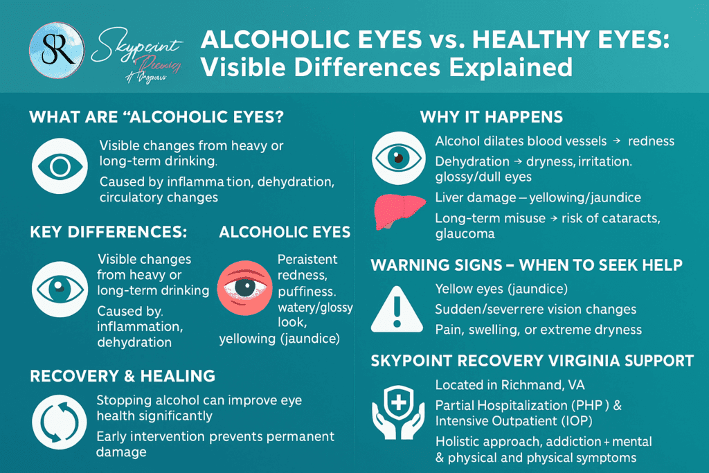 Knowing the difference between alcoholic eyes vs healthy eyes